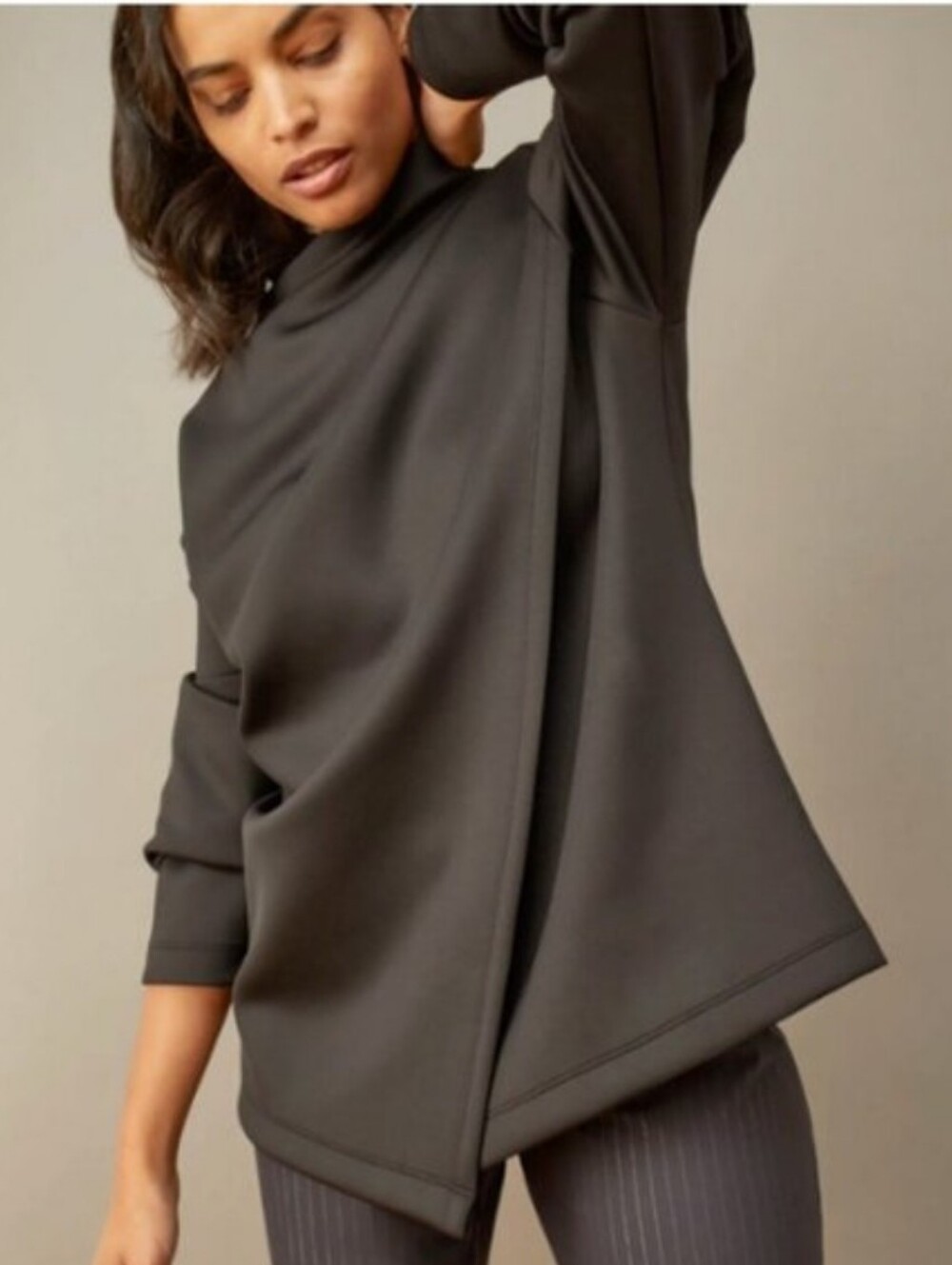 ADAY Like A Boss Black Pullover Mock Neck Long Sleeve Top
